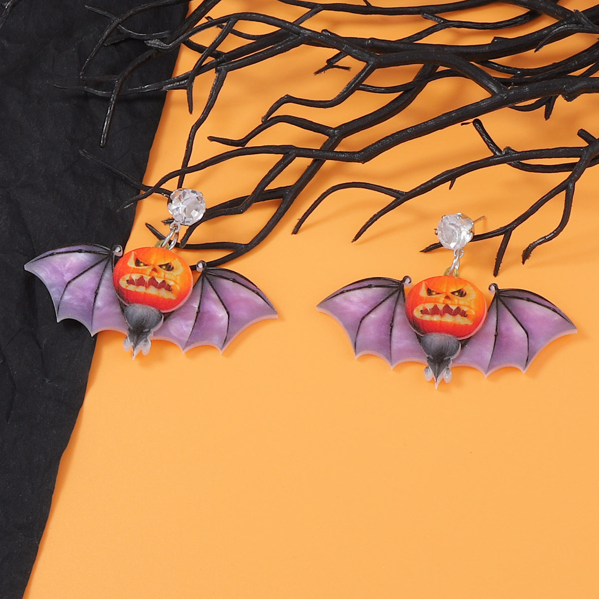Wholesale  Acrylic Dark Bat Pumpkin Ears
