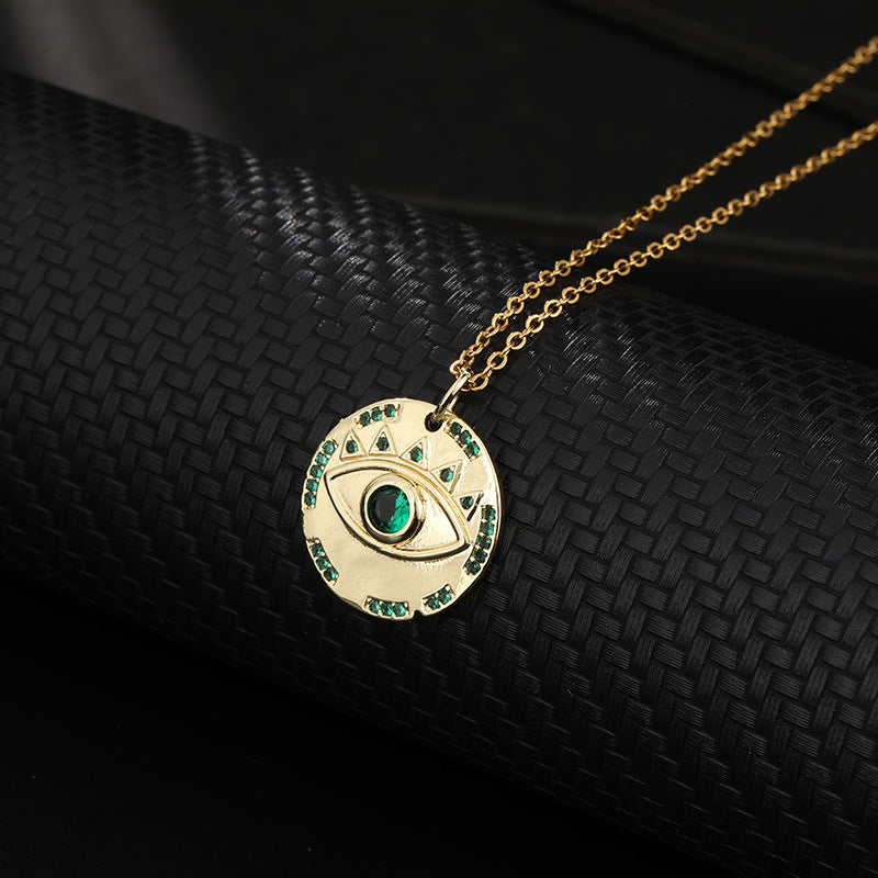 Wholesale Chic Demon Eye Pendant Necklace Copper Electroplated O Shaped Chain Stylish Jewelry Accessory For Boutique Resale