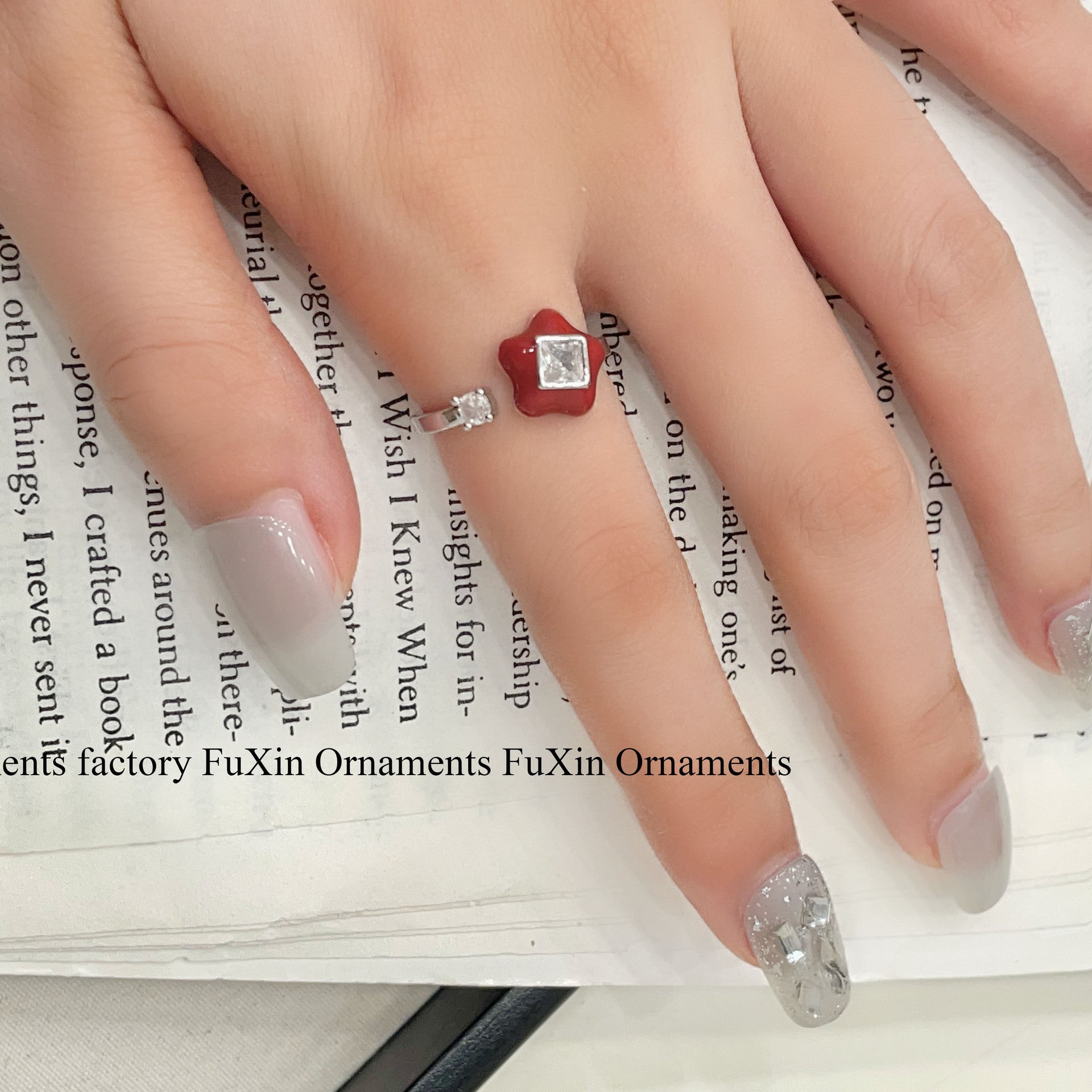 Wholesale Red Oil Dropping Flower Cherry Ring