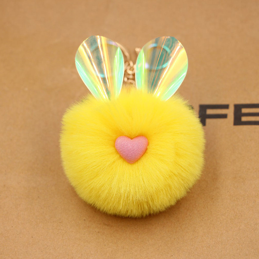 Wholesale Cute Color Changing Ears Rabbit Fur Ball Keychains ACC-KC-Zuge010