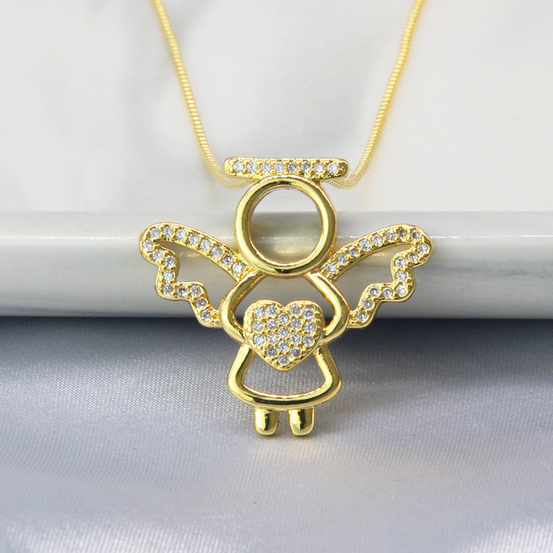 Wholesale Zirconium Inlaid Heart Angel Necklace ACC-NE-BaiTian003