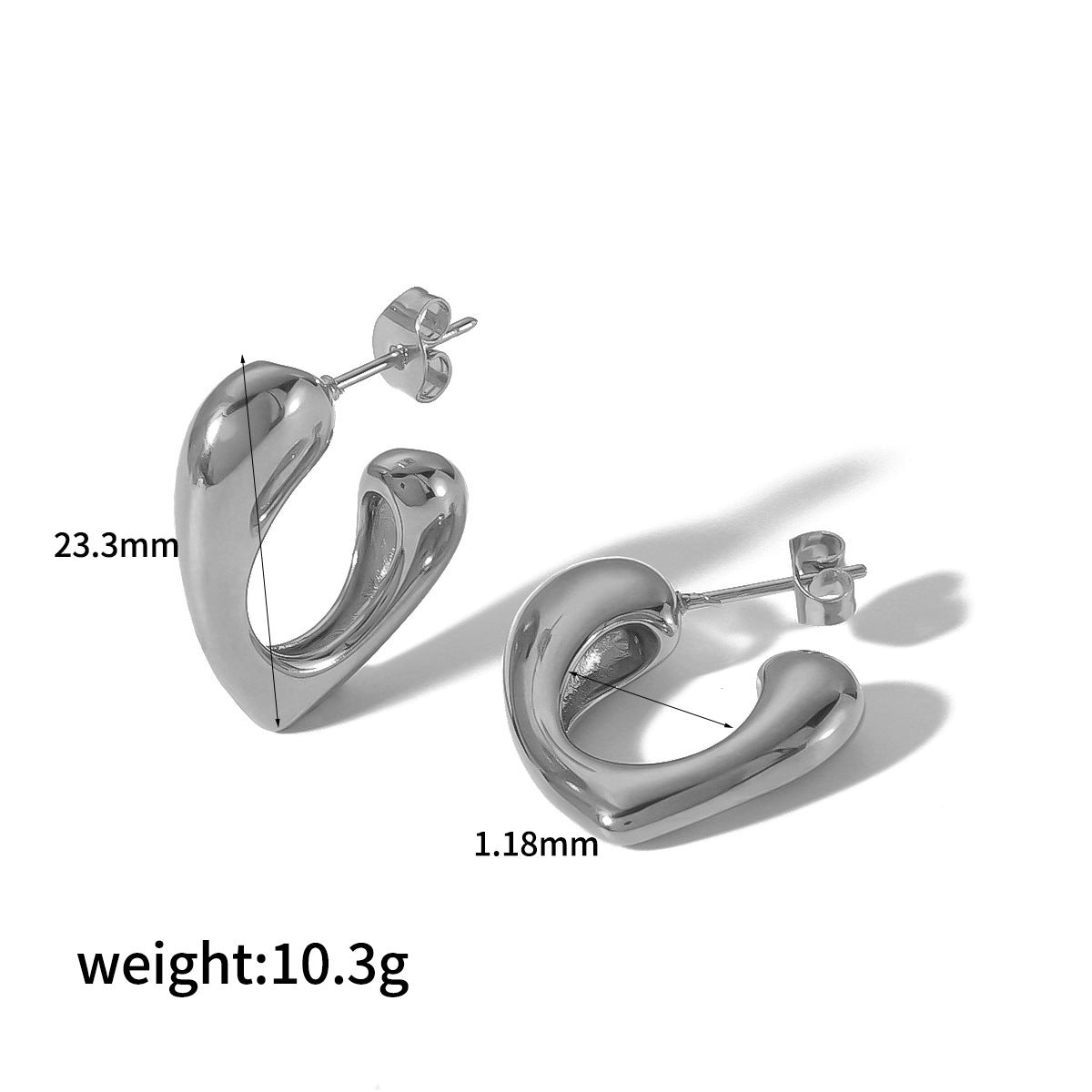 Wholesale 18K gold heart earrings stainless steel glossy bubble heart earrings