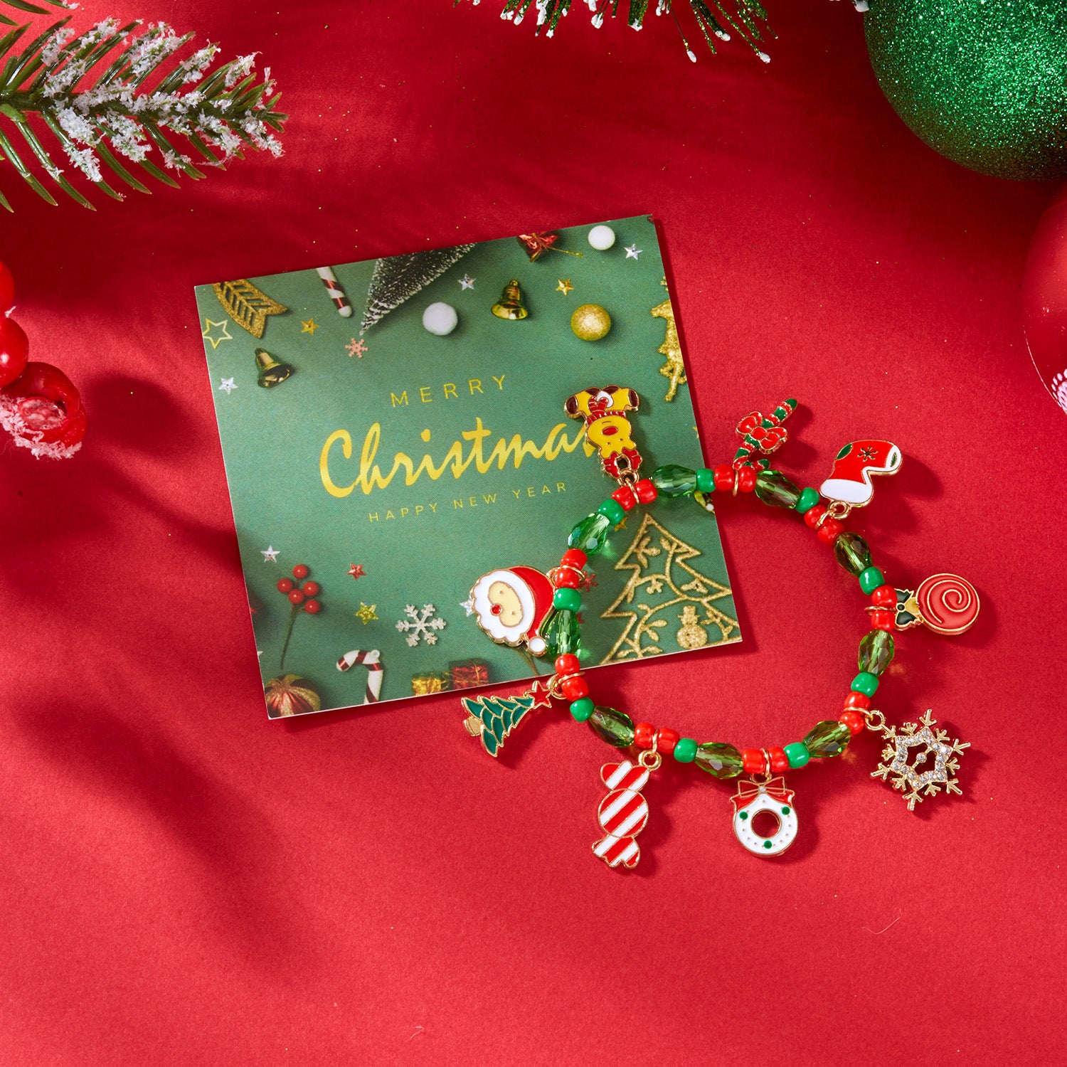 Wholesale Christmas  Snowflake Elk Colorful Bracelet