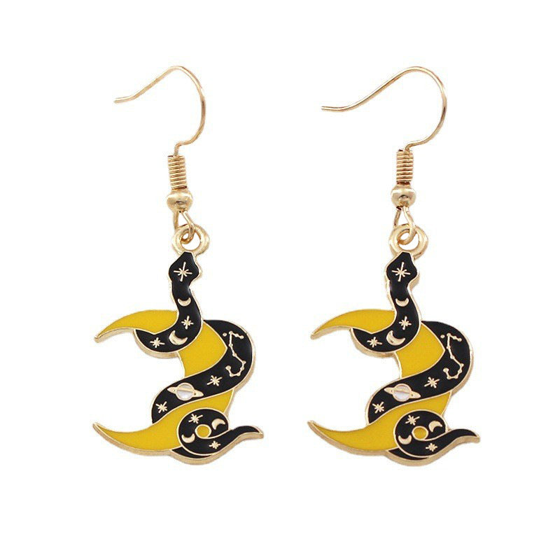 Wholesale Halloween Crow Bat Snake Alloy Oil Drop Earrings ACC-ES-Liyao006