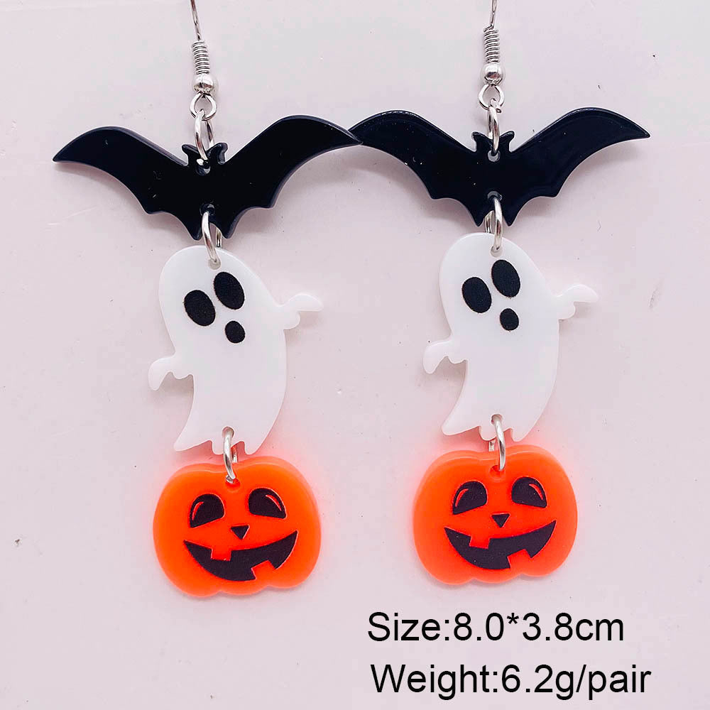Wholesale Halloween jewelry candy basket Denim ghost face acrylic earrings