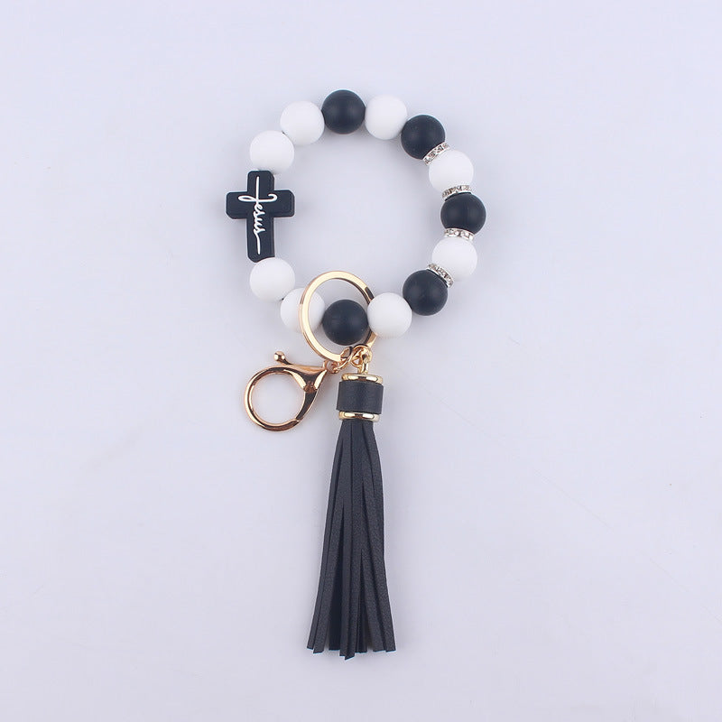 Wholesale Cartoon Cross Silicone Beaded Wrist Keychain ACC-KC-GuangTian025