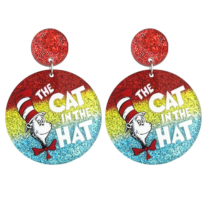 Wholesale 2 pairs/pack Bright Cute Teacher Color Book Acrylic Earrings ACC-ES-HY214