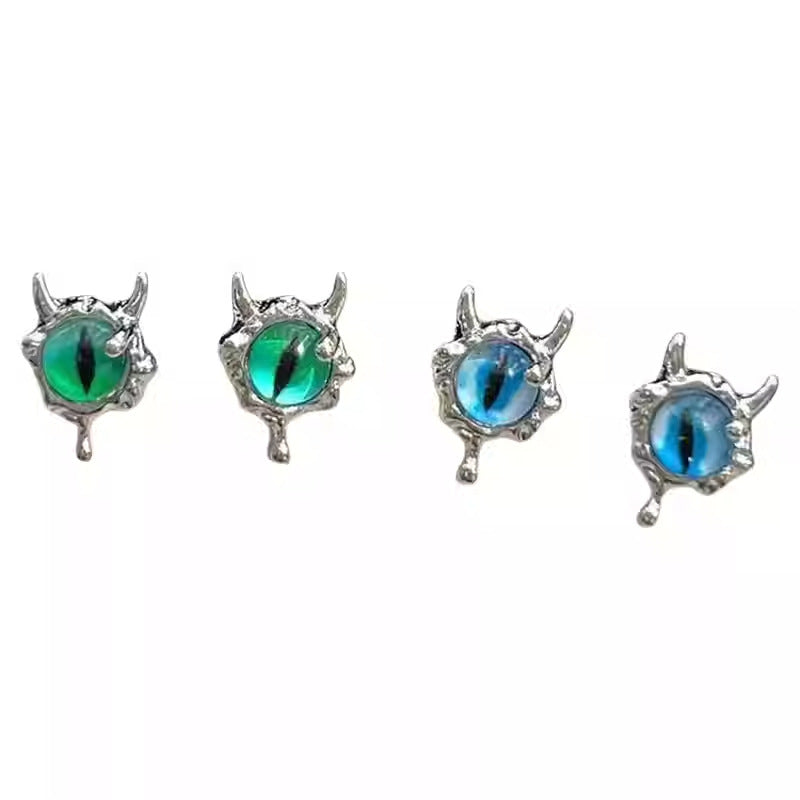 Wholesale Alloy Blue Devil Eyes Cat Earrings Fashion Jewelry Accessory for Women Party Wear Gift