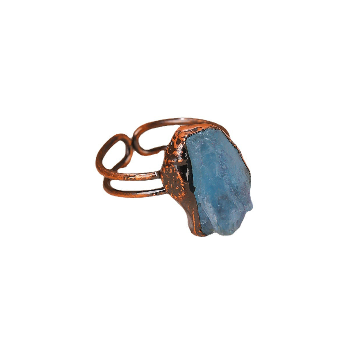 Wholesale  retro style amethyst yellow crystal green fluorite sea blue treasure red grain Garnet open adjustable tail finger ring
