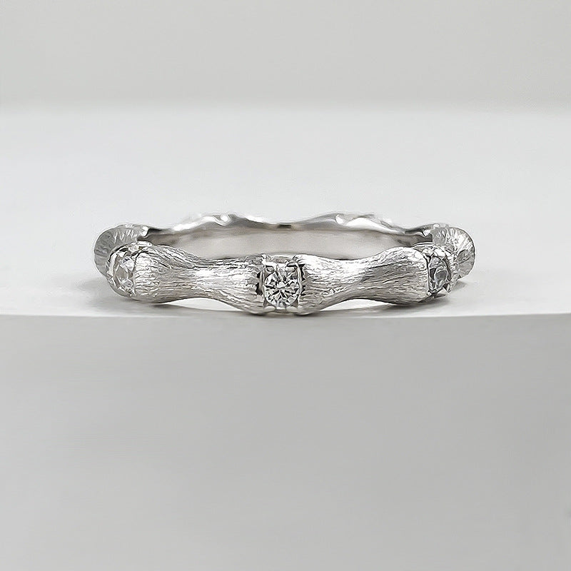 Wholesale S925 silver gold plated bamboo handmade ring