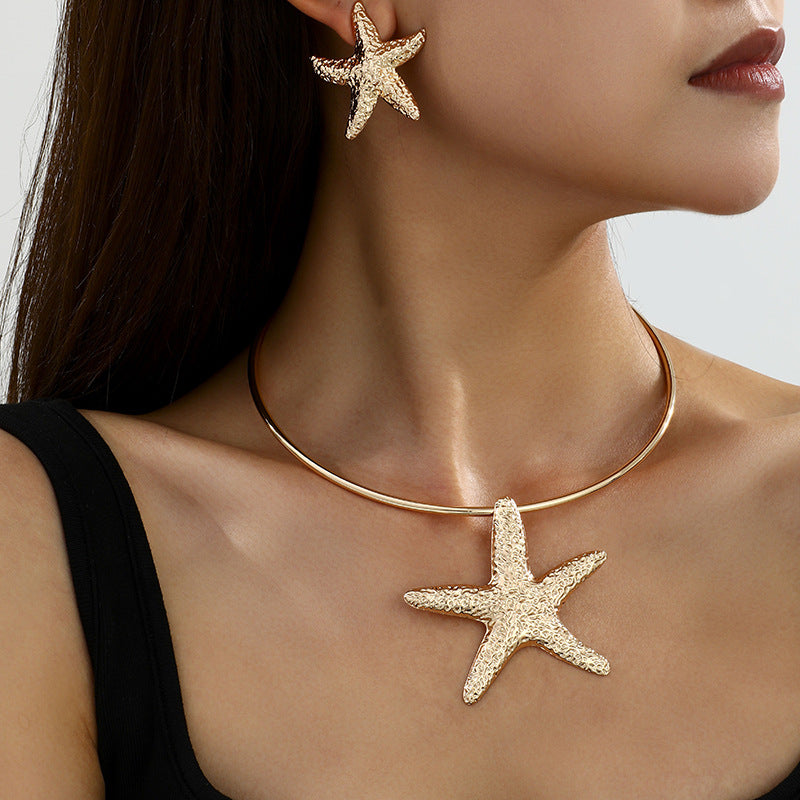 Wholesale Starfish Alloy Ring Beach Style Earrings Necklace Bracelet