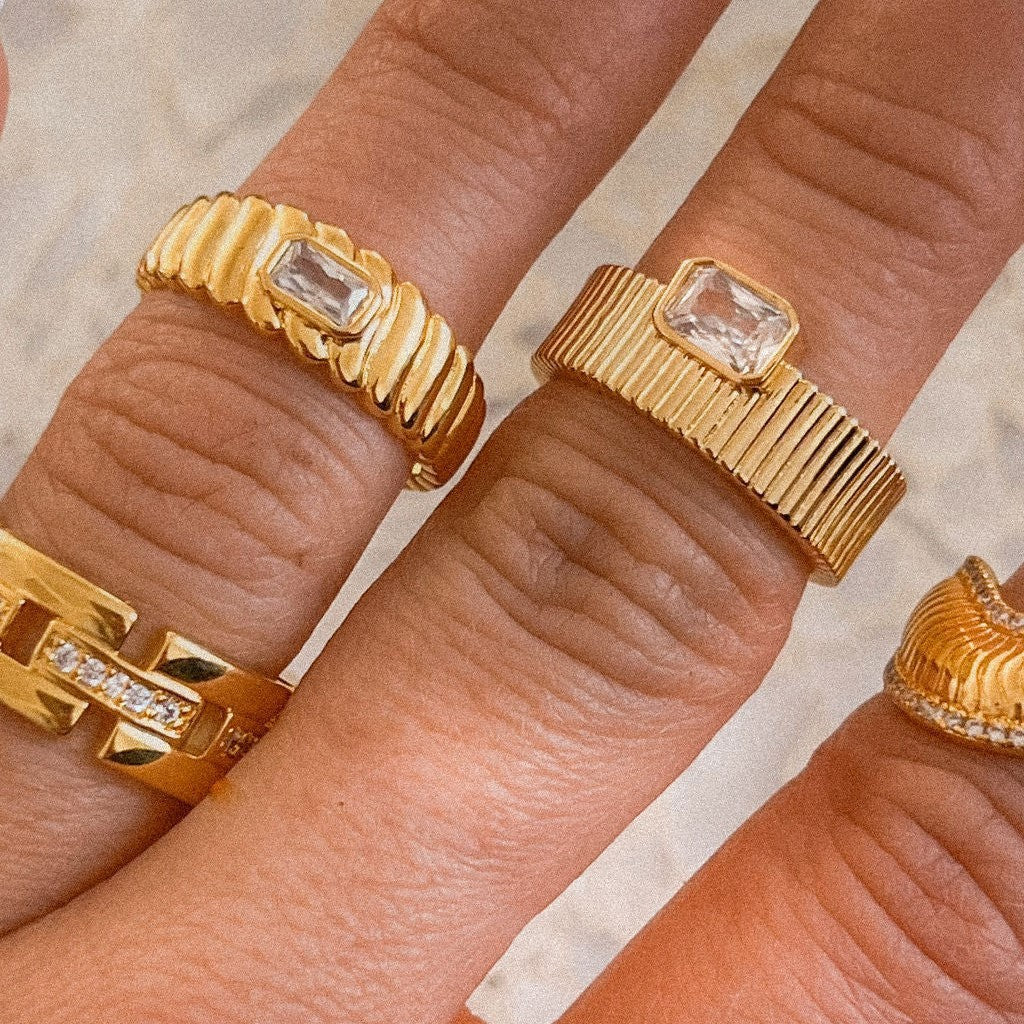 Wholesale Stainless steel retro furnace vacuum plating 18k real gold ring