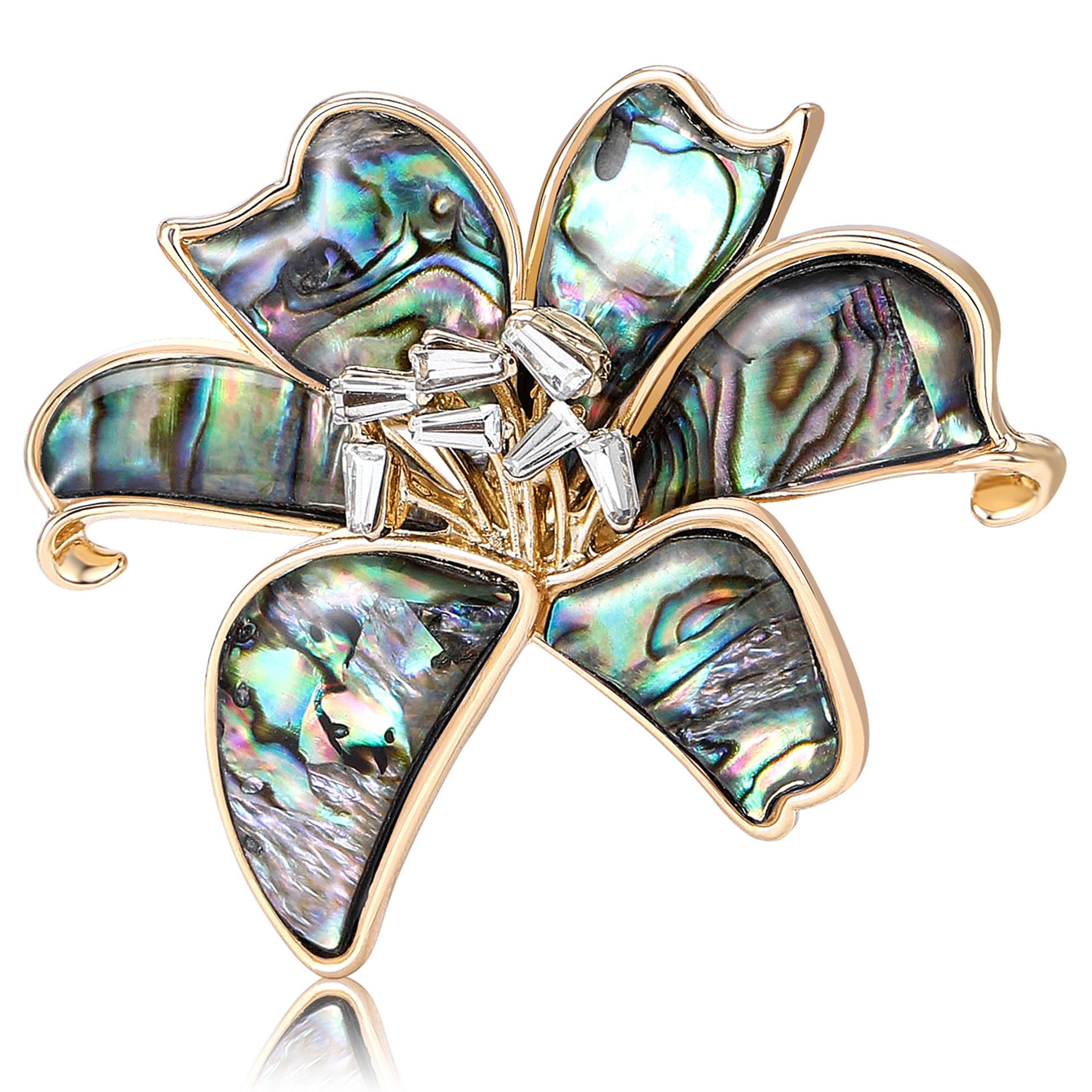 Wholesale Modern Lily Flower Abalone Shell Brooch Chic Women S Fashion Accessory Everyday Gift Boutique Resale