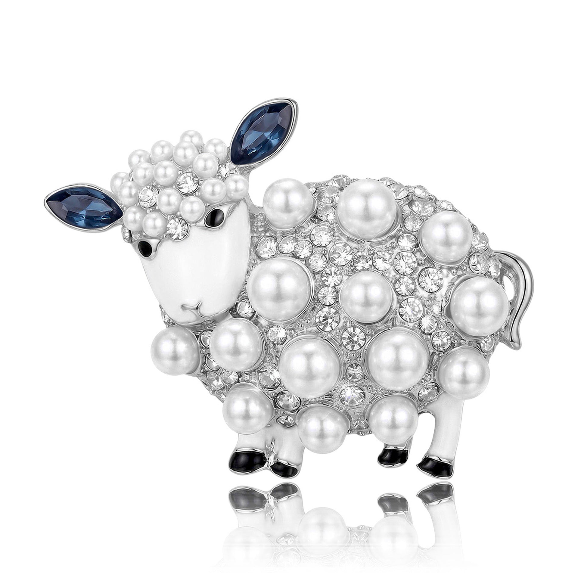 Wholesale Stylish Sheep Brooch With Faux Pearl And Rhinestone For Women Cardigan Coat Fashion Accessory