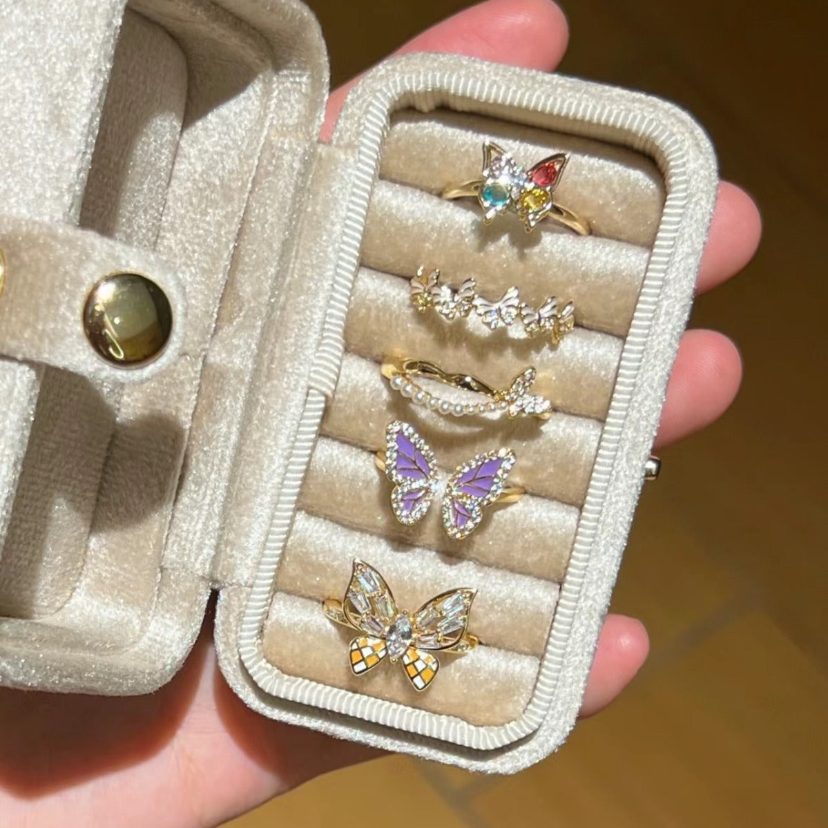 Wholesale Oil Drop Zircon Butterfly Pearl Ring ACC-RS-Huiih002