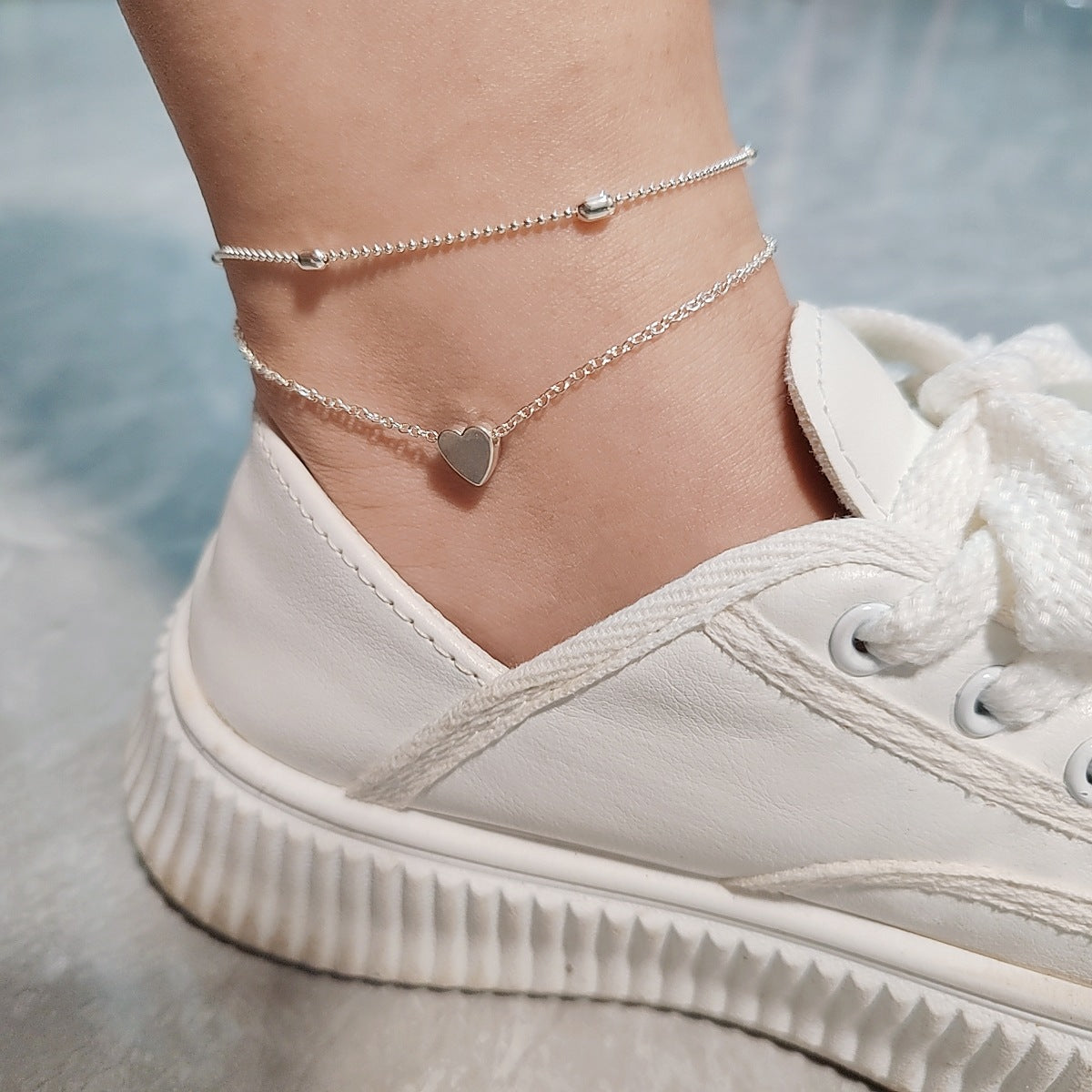 Wholesale  double heart-shaped love anklet