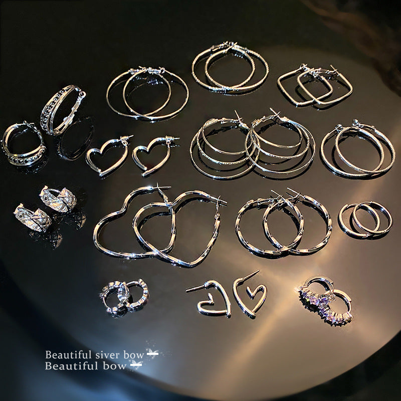 Wholesale 925 silver needle exaggerated geometric metal earrings