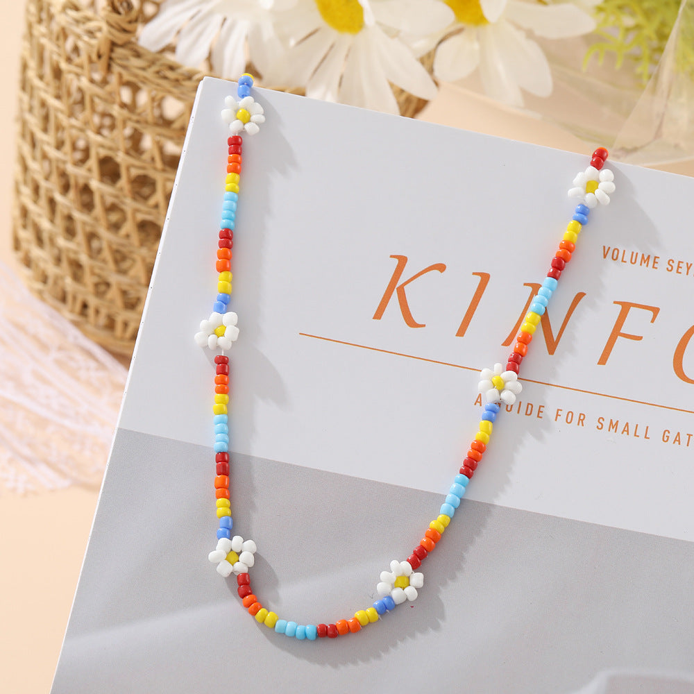 Wholesale Rice Bead Flower Necklace