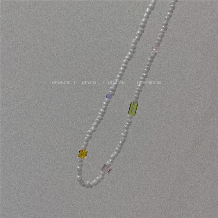 Wholesale  Retro Color Beaded Flower Necklace