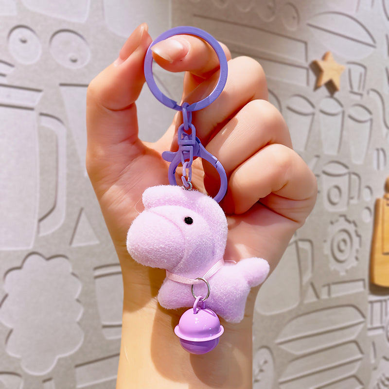 Wholesale Cute PVC flocked bell lucky cat keychain
