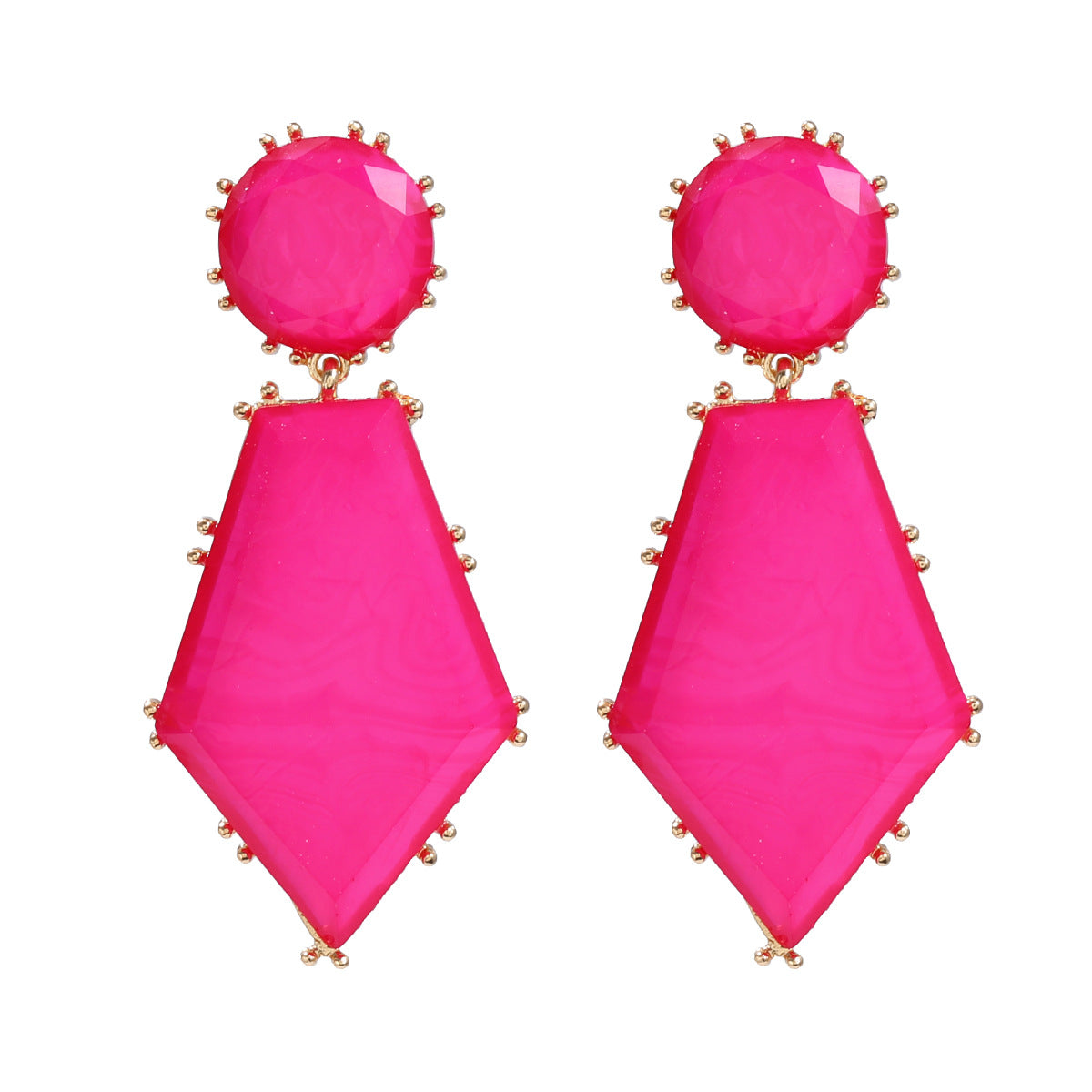 Wholesale Acetic Acid Board Earrings Exaggerated Earrings Round Hexagonal Board Earrings Bohemian Style Jewelry ACC-ES-JL003