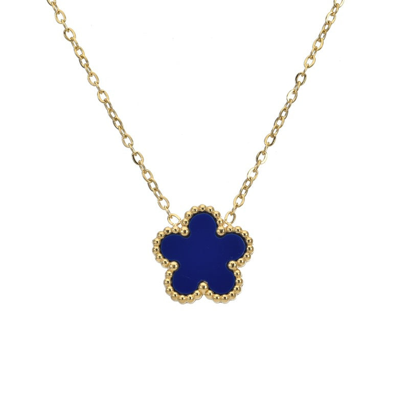 Wholesale Four-leaf Clover Plum Blossom 15MM Titanium Steel Necklace Choker Necklaces ACC-NE-QianHui001