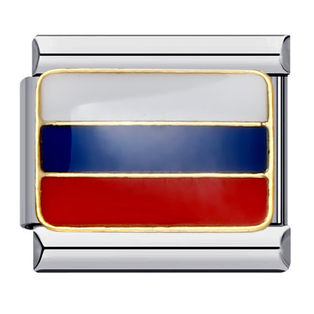 Wholesale Italian Charm Bracelet Flag Flag Stainless Steel Composable Bracelet