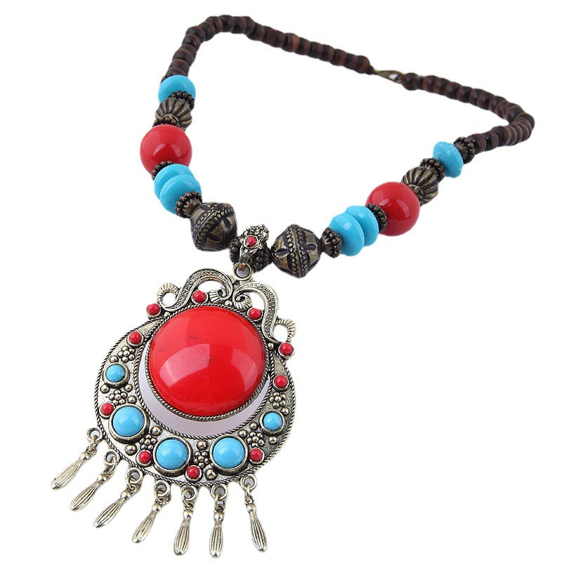 Wholesale Bocian Ethnic Style Retro Long Necklace Gemstone Sweater Chain ACC-NE-Weiy002