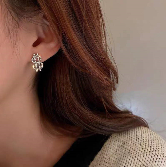 Wholesale Diamond Dollar Sign Earrings