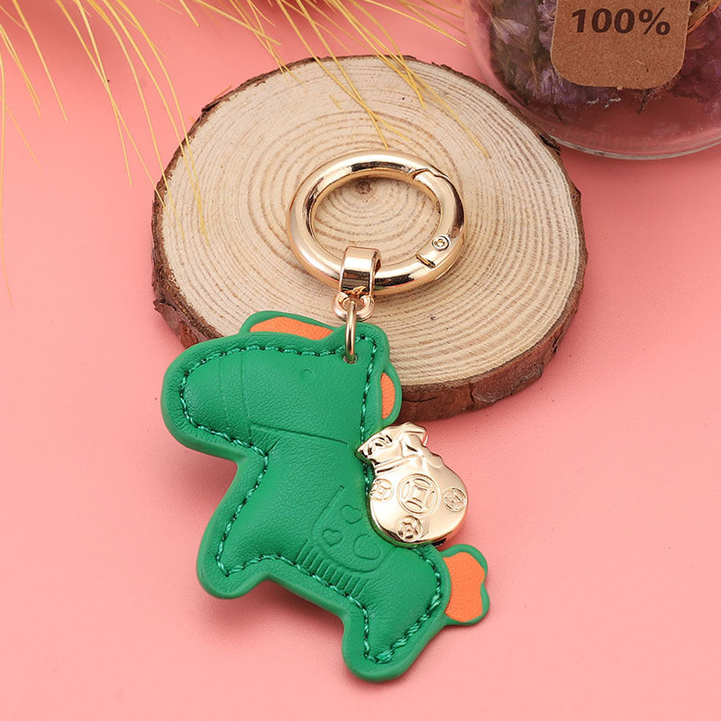 Wholesale Modern Minimalist Keychain with Green Flocked Rope and Pony,  Car Key Accessory for Boutique Resale