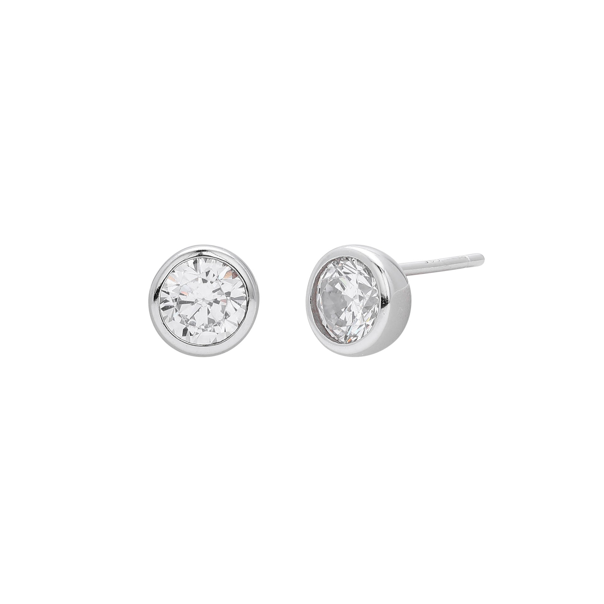 Wholesale  925 sterling silver simple round zircon earrings