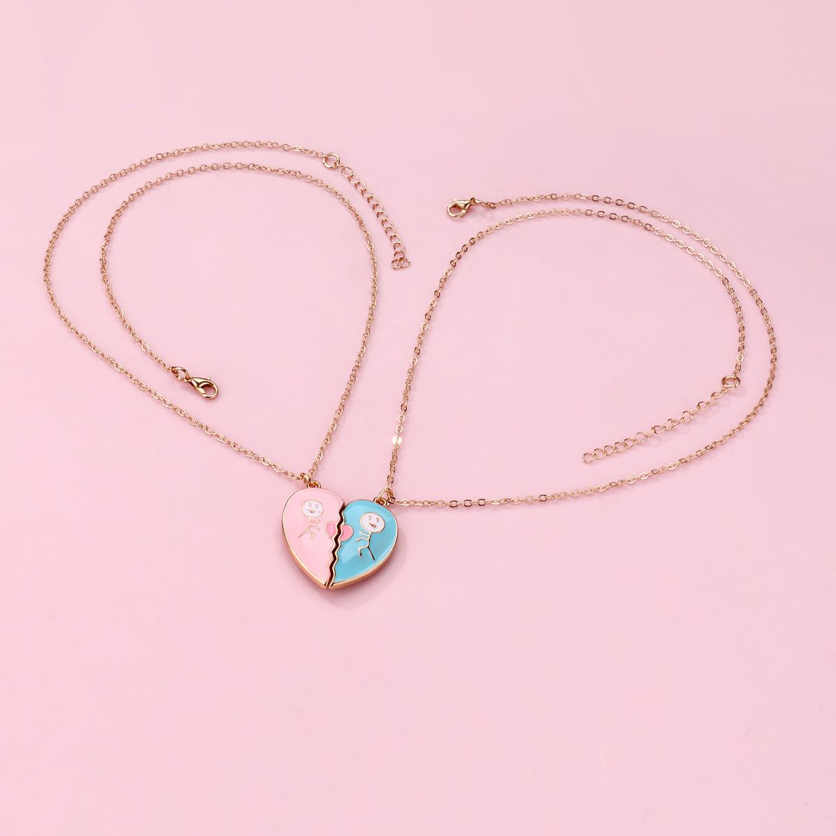 Wholesale children's cartoon stickman love alloy water drop oil necklace set