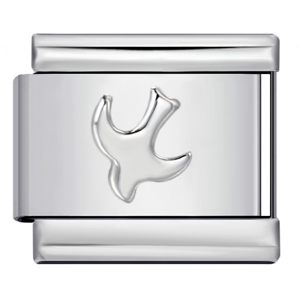 Wholesale  Italian moduleTitanium steel convex silver stamping pattern DIY bracelet