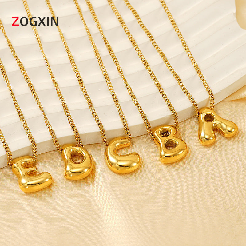 Wholesale Titanium Steel  balloon bubble letter pendant female necklace