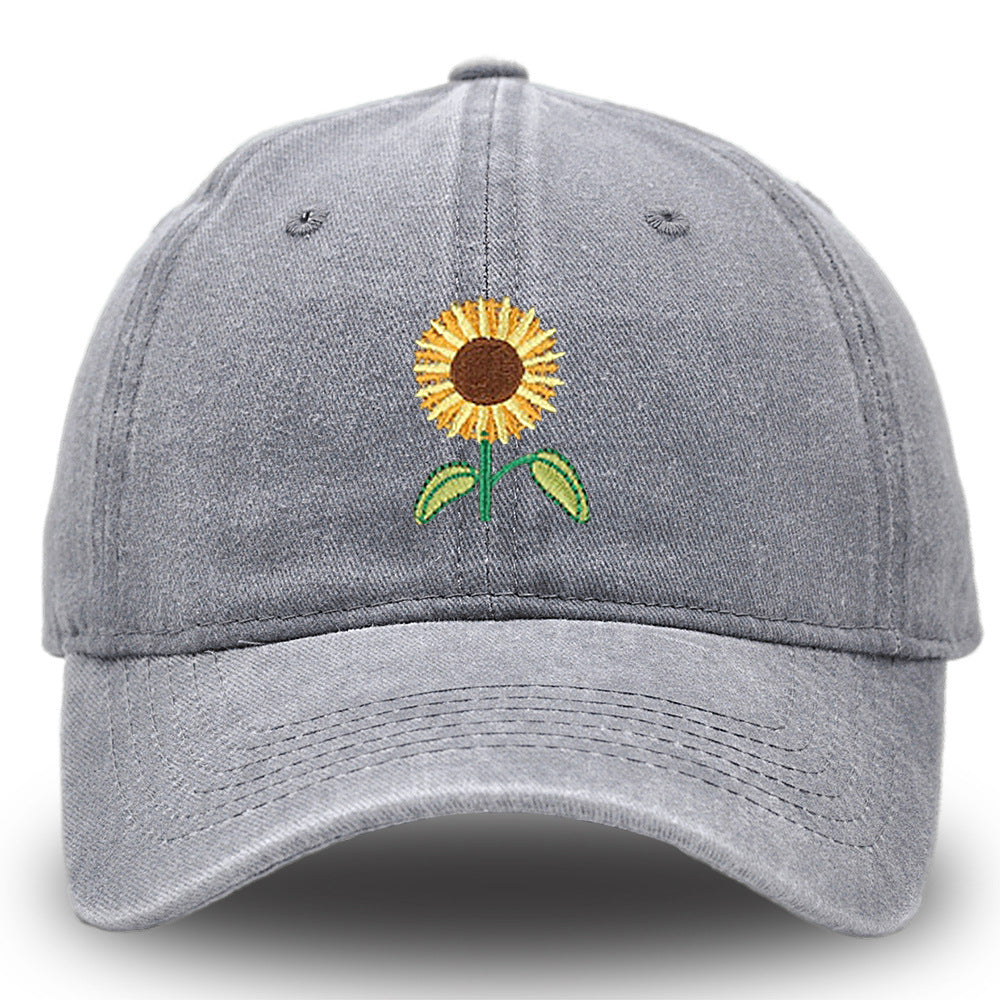 Wholesale Vintage Washed Botanical Sunflower Baseball Cap ACC-HT-HaiPu031