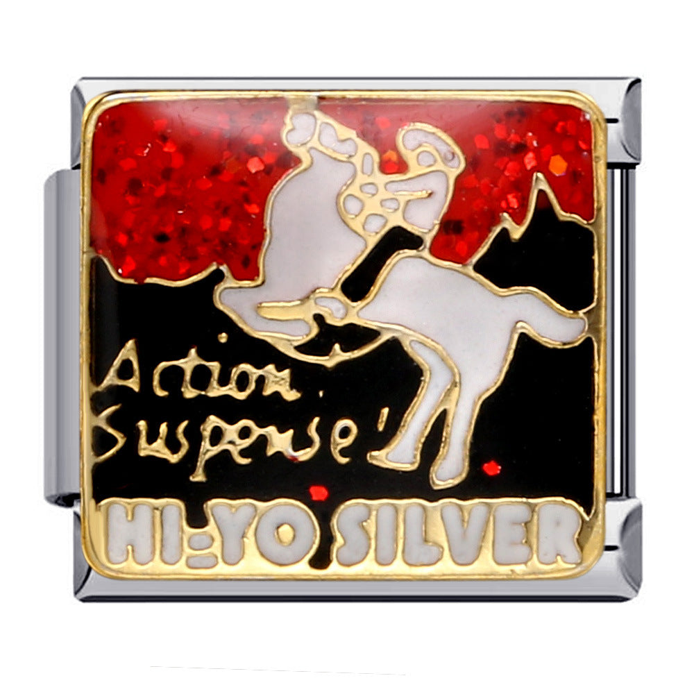 Wholesale Stainless Steel Italian Module Bracelet Titanium Steel Welding Pattern DIY  Charms