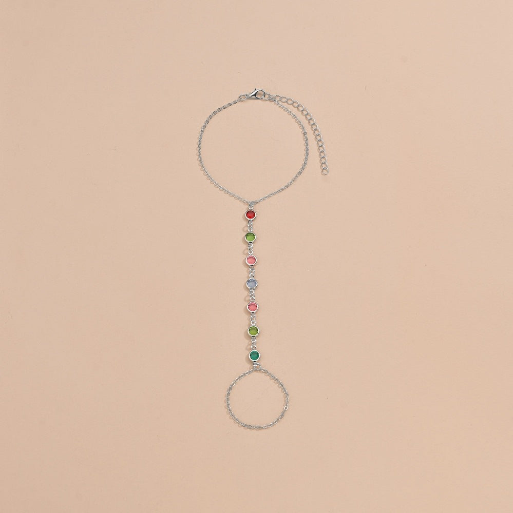 Wholesale  Ocean Vacation Style Color Crystal Beaded Adjustable Alloy anklet
