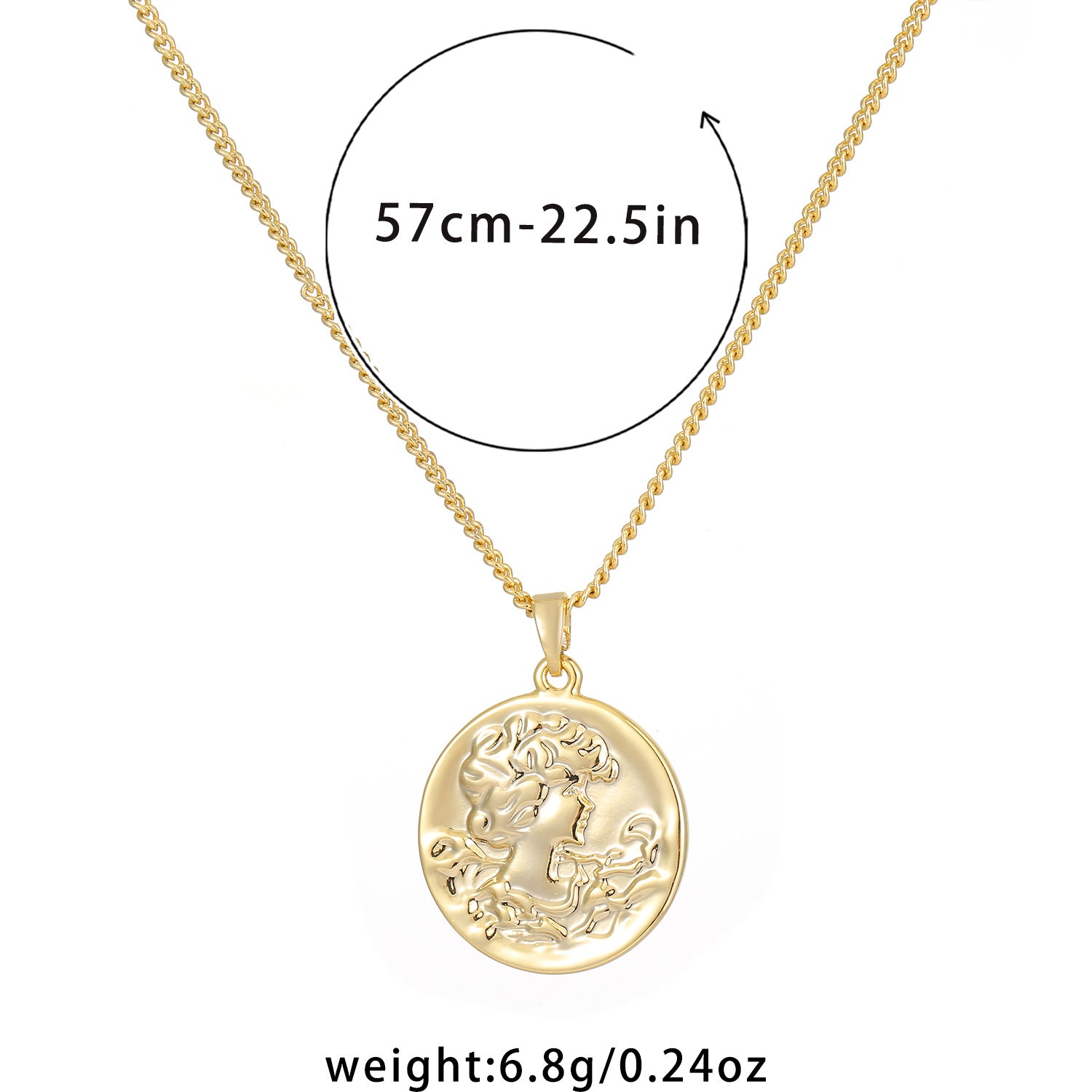 Wholesale  Round Square Necklace Plated Real Gold Clavicle Chain