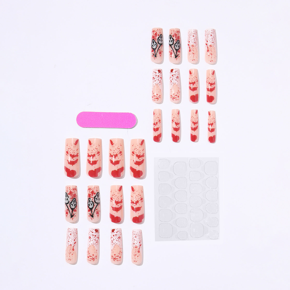 Wholesale 24 Pieces/  box  bloody ghost face Nails Kits Nail Stickers