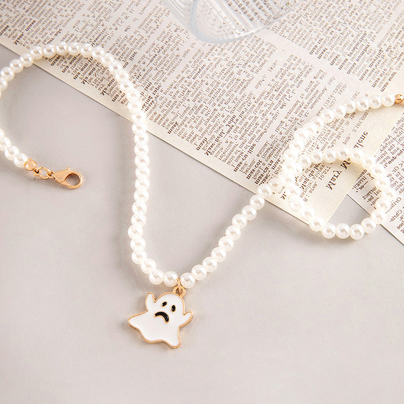 Wholesale  pearl white oil dripping ghost necklace  ghost necklace