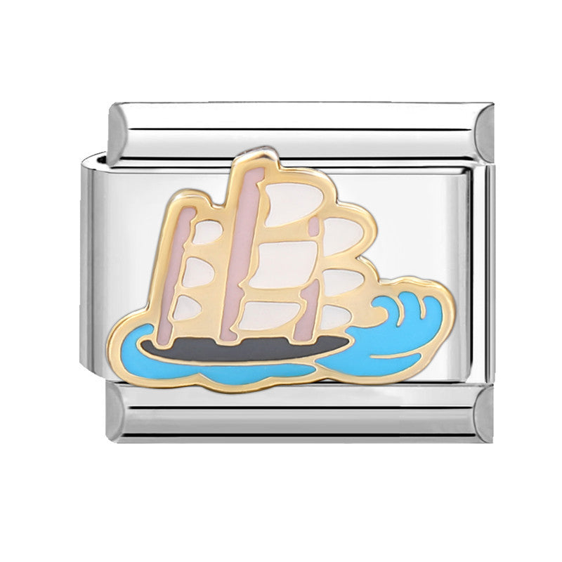 Wholesale Italian Beaded Bracelet 9mm DIY Splicing Removable Splicing Pink Blue Stainless Steel Combinable Bracelet