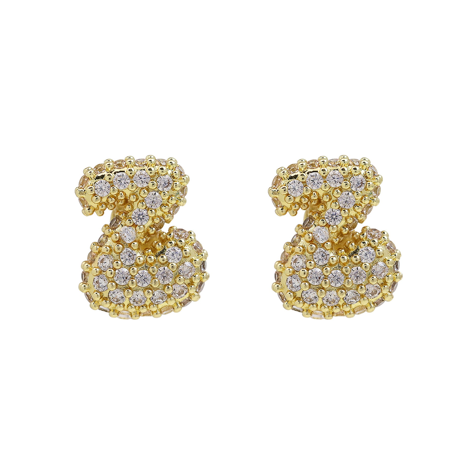 Wholesale 18k Brass Balloon Bubble Zircon small size 26 English Cute Letter Earrings