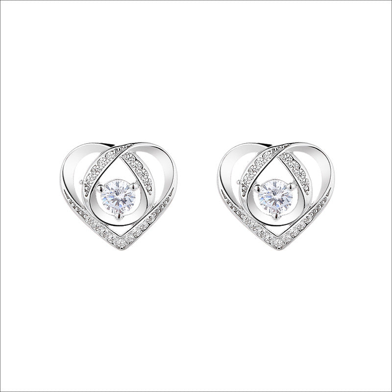 Wholesale S925 Silver Heart-shaped Zircon Earrings