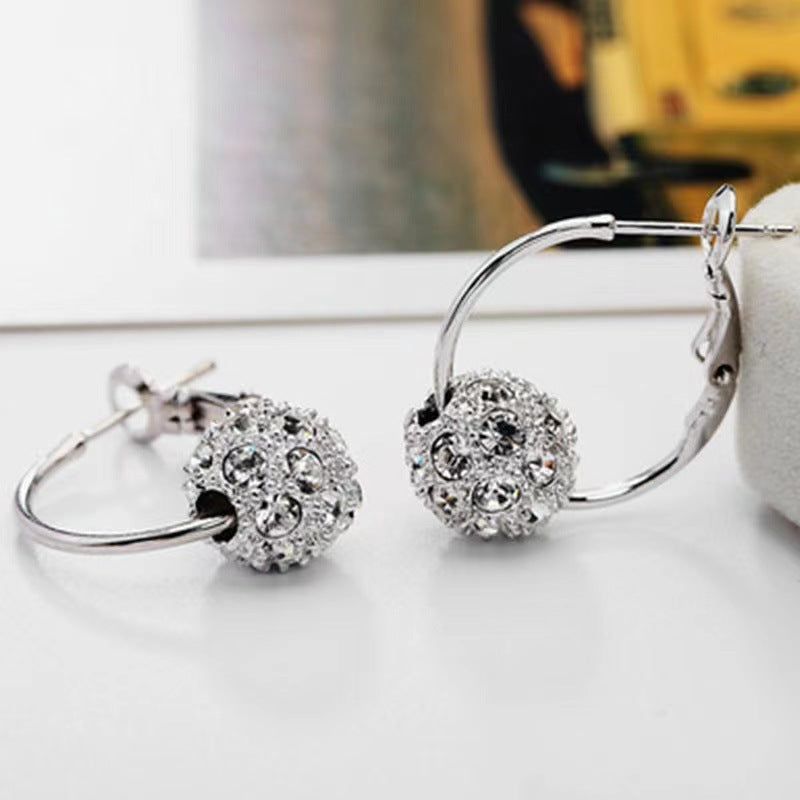 Wholesale Alloy Crystal Rhinestone Stud Earrings Lucky Ball Charm Jewelry for Everyday Wear