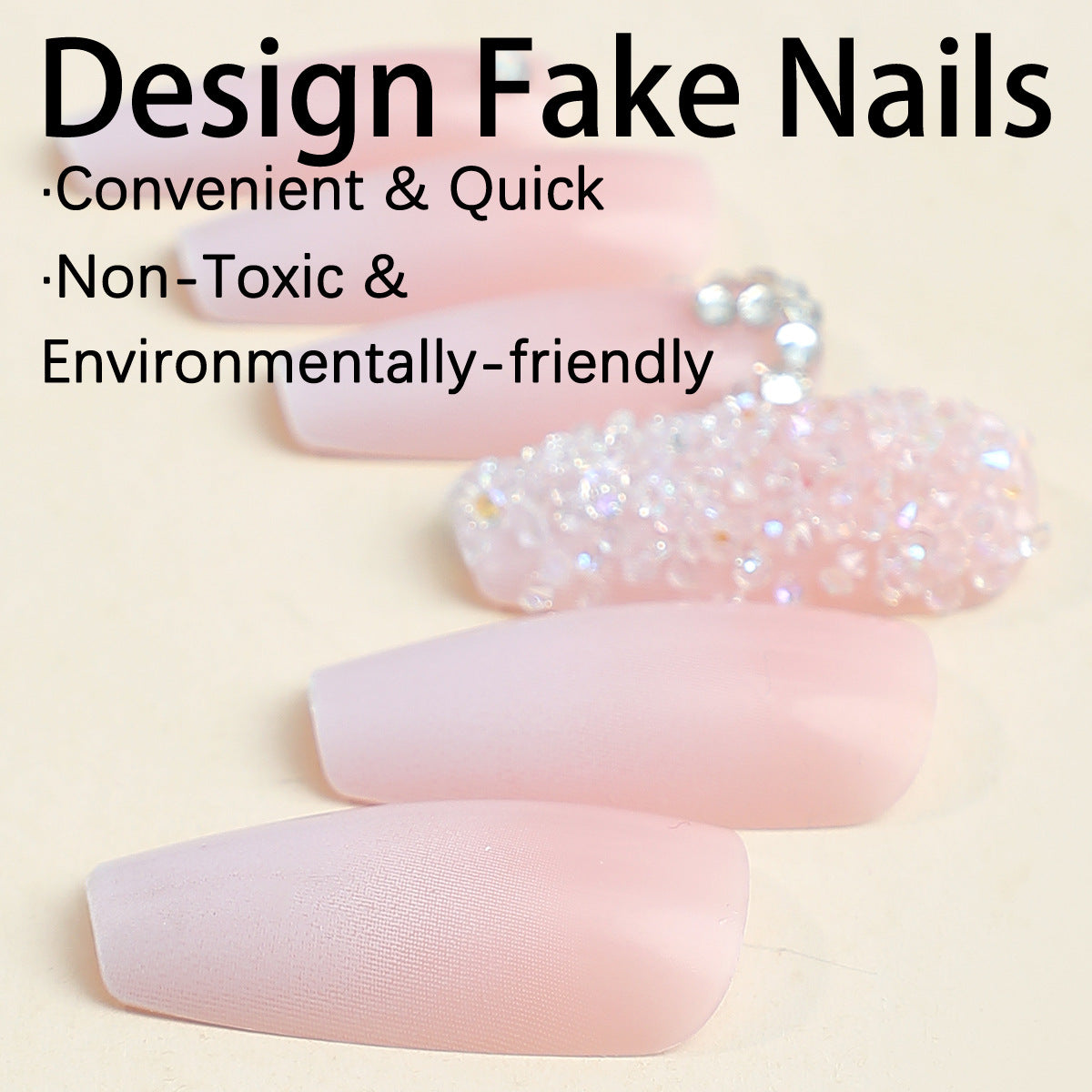 Wholesale Nail Stickers Popular Long Ladder Gradient Wearable Nail Stickers with Diamonds, French European and American Fake Nail Stickers Nails ACC-NS-HaoYi020