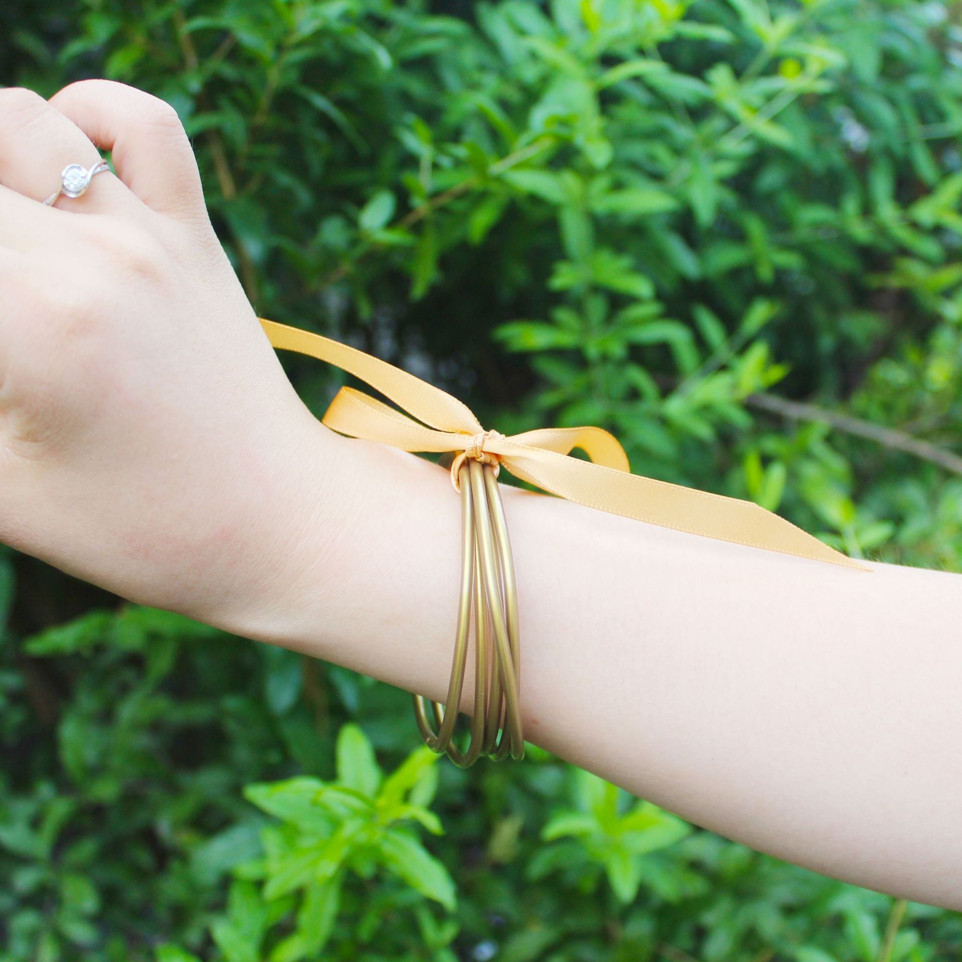 Wholesale Plastic Silicone Tube Gold Foil Jelly Bangles Five Layer Bracelet ACC-BT-YTian001