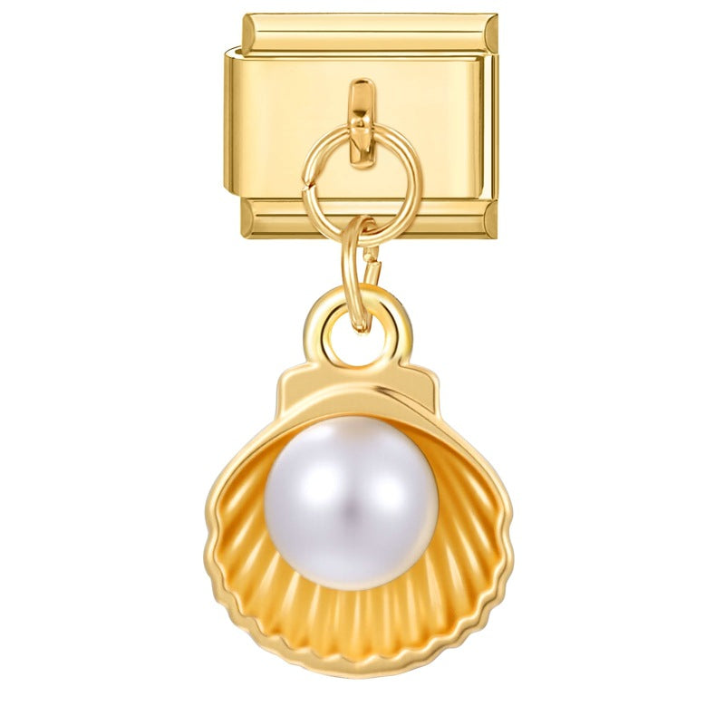 Wholesale Italian Charm Bracelet 9mm DIY Splicing Gold Butterfly Pendant Stainless Steel Composable Bracelet