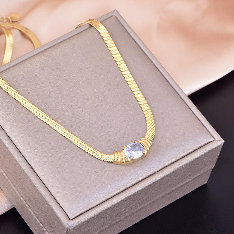 Wholesale Oval Smiley Face Pendant Titanium Steel Necklace