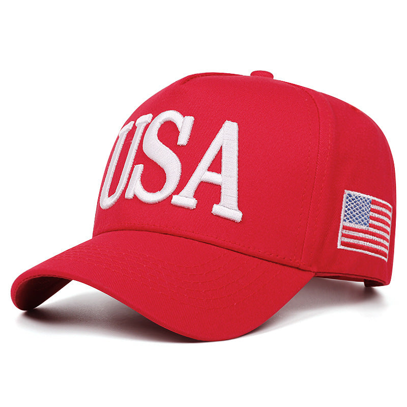 Wholesale USA Flag Embroidered Baseball Cap Curved Brim Adjustable Summer Outdoor Sun Protection Casual Gift