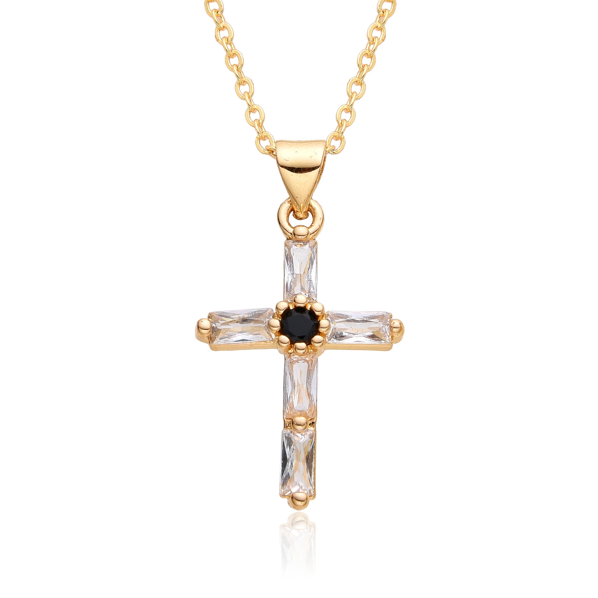 Wholesale Pearl zircon cross necklace  light luxury personalized colorful  necklace